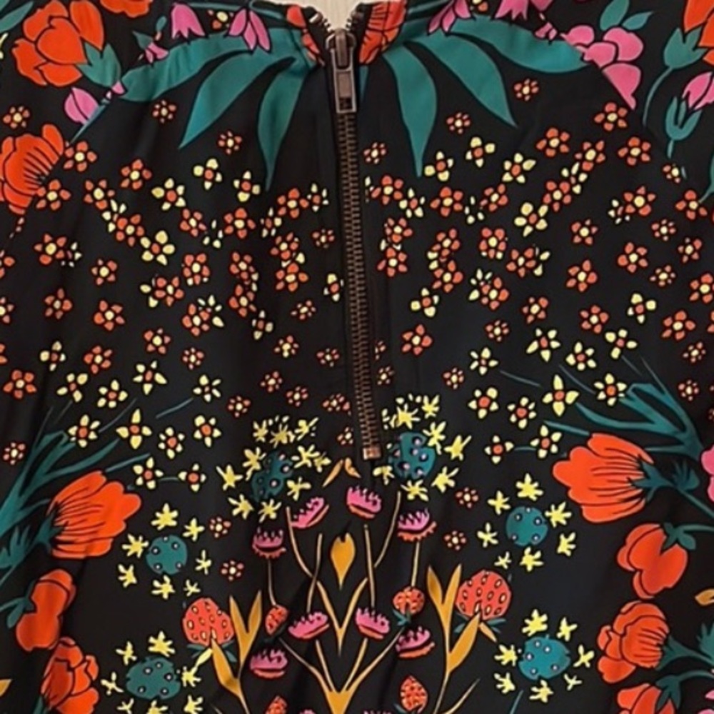 Free People Dress Womens Size XS Strawberry Fields Black Floral Mini - Picture 7 of 11
